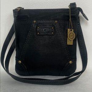 UGG Black Leather Crossbody Bag